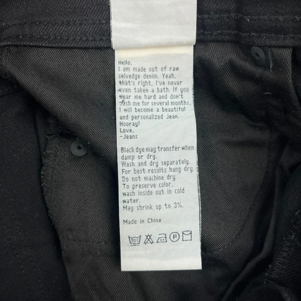 Unbranded Brand Selvedge Jeans Men 29 *Fits 31x34 Black UB244 Taper Stretch 11oz